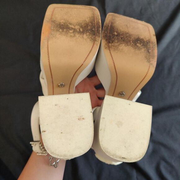 RARE ♡ Naked Wolfe ♡ Jingle Platform Strappy Sandal Heels in White - Picture 8 of 8